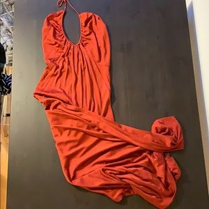 Vintage halter maxi dress, burnt orange